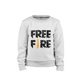 Детский свитшот хлопок с принтом Free Fire logo в Кировске, 100% хлопок | круглый вырез горловины, эластичные манжеты, пояс и воротник | battlegrounds | fire | free | garena | гарена | фаер | фри
