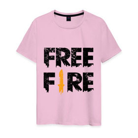Мужская футболка хлопок с принтом Free Fire logo в Кировске, 100% хлопок | прямой крой, круглый вырез горловины, длина до линии бедер, слегка спущенное плечо. | battlegrounds | fire | free | garena | гарена | фаер | фри