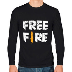 Мужской лонгслив хлопок с принтом Free Fire logo в Кировске, 100% хлопок |  | battlegrounds | fire | free | garena | гарена | фаер | фри