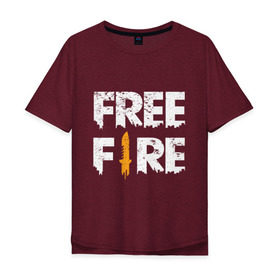 Мужская футболка хлопок Oversize с принтом Free Fire logo в Кировске, 100% хлопок | свободный крой, круглый ворот, “спинка” длиннее передней части | battlegrounds | fire | free | garena | гарена | фаер | фри