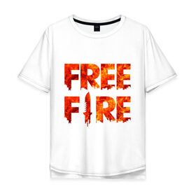 Мужская футболка хлопок Oversize с принтом Free Fire в Кировске, 100% хлопок | свободный крой, круглый ворот, “спинка” длиннее передней части | battlegrounds | fire | free | garena | гарена | фаер | фри