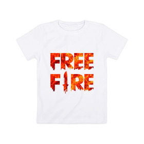 Детская футболка хлопок с принтом Free Fire в Кировске, 100% хлопок | круглый вырез горловины, полуприлегающий силуэт, длина до линии бедер | battlegrounds | fire | free | garena | гарена | фаер | фри