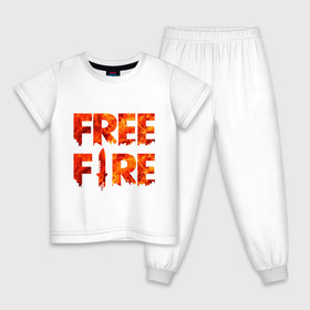 Детская пижама хлопок с принтом Free Fire в Кировске, 100% хлопок |  брюки и футболка прямого кроя, без карманов, на брюках мягкая резинка на поясе и по низу штанин
 | battlegrounds | fire | free | garena | гарена | фаер | фри