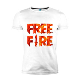 Мужская футболка премиум с принтом Free Fire в Кировске, 92% хлопок, 8% лайкра | приталенный силуэт, круглый вырез ворота, длина до линии бедра, короткий рукав | battlegrounds | fire | free | garena | гарена | фаер | фри