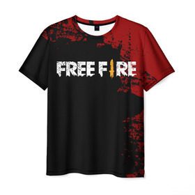Мужская футболка 3D с принтом Free Fire в Кировске, 100% полиэфир | прямой крой, круглый вырез горловины, длина до линии бедер | Тематика изображения на принте: battlegrounds | fire | free | garena | гарена | фаер | фри