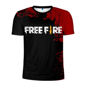Мужская футболка 3D спортивная с принтом Free Fire в Кировске, 100% полиэстер с улучшенными характеристиками | приталенный силуэт, круглая горловина, широкие плечи, сужается к линии бедра | battlegrounds | fire | free | garena | гарена | фаер | фри
