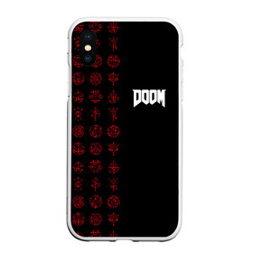 Чехол для iPhone XS Max матовый с принтом DOOM - Руны в Кировске, Силикон | Область печати: задняя сторона чехла, без боковых панелей | 2019 | bethesda | demon | doom | eternal | ethernal | game | games | logo | monster | runes | демон | дум | дуум | етернал | игра | игры | какодемон | кровь | лого | логотип | монстр | монстры | руны | символ | этернал