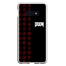 Чехол для Samsung S10E с принтом DOOM - Руны в Кировске, Силикон | Область печати: задняя сторона чехла, без боковых панелей | 2019 | bethesda | demon | doom | eternal | ethernal | game | games | logo | monster | runes | демон | дум | дуум | етернал | игра | игры | какодемон | кровь | лого | логотип | монстр | монстры | руны | символ | этернал