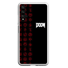 Чехол для Honor 20 с принтом DOOM - Руны в Кировске, Силикон | Область печати: задняя сторона чехла, без боковых панелей | 2019 | bethesda | demon | doom | eternal | ethernal | game | games | logo | monster | runes | демон | дум | дуум | етернал | игра | игры | какодемон | кровь | лого | логотип | монстр | монстры | руны | символ | этернал