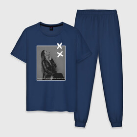Мужская пижама хлопок с принтом Грустный дэнс в Кировске, 100% хлопок | брюки и футболка прямого кроя, без карманов, на брюках мягкая резинка на поясе и по низу штанин
 | Тематика изображения на принте: 7 | astiartik | грустныйдэнс | невероятно | неделимы | подгипнозом