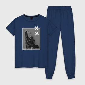 Женская пижама хлопок с принтом Грустный дэнс в Кировске, 100% хлопок | брюки и футболка прямого кроя, без карманов, на брюках мягкая резинка на поясе и по низу штанин | 7 | astiartik | грустныйдэнс | невероятно | неделимы | подгипнозом