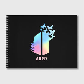 Альбом для рисования с принтом BTS ARMY в Кировске, 100% бумага
 | матовая бумага, плотность 200 мг. | army | bangtan boys | beyond the scene | bts | k pop | kpop | love yourself | бтс | к поп