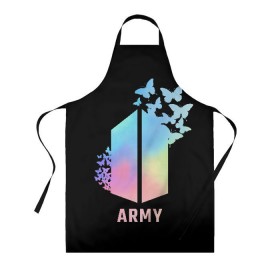 Фартук 3D с принтом BTS ARMY в Кировске, 100% полиэстер | общий размер — 65 х 85 см, ширина нагрудника — 26 см, горловина — 53 см, длина завязок — 54 см, общий обхват в поясе — 173 см. Принт на завязках и на горловине наносится с двух сторон, на основной части фартука — только с внешней стороны | army | bangtan boys | beyond the scene | bts | k pop | kpop | love yourself | бтс | к поп