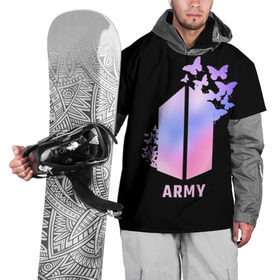 Накидка на куртку 3D с принтом BTS ARMY в Кировске, 100% полиэстер |  | army | bangtan boys | beyond the scene | bts | k pop | kpop | love yourself | бтс | к поп