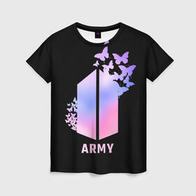 Женская футболка 3D с принтом BTS ARMY в Кировске, 100% полиэфир ( синтетическое хлопкоподобное полотно) | прямой крой, круглый вырез горловины, длина до линии бедер | army | bangtan boys | beyond the scene | bts | k pop | kpop | love yourself | бтс | к поп