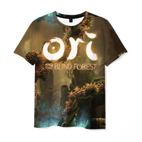 Мужская футболка 3D с принтом Ori and the Blind Forest в Кировске, 100% полиэфир | прямой крой, круглый вырез горловины, длина до линии бедер | blind forest | ori | sein | белка | гумо | кошка | куро | лиса | нару | непроглядный лес | ори | платформер | птенец | сейн | сова