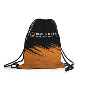Рюкзак-мешок 3D с принтом BLACK MESA (Half-Life) в Кировске, 100% полиэстер | плотность ткани — 200 г/м2, размер — 35 х 45 см; лямки — толстые шнурки, застежка на шнуровке, без карманов и подкладки | Тематика изображения на принте: black | counter | csgo | freeman | gordon | half | half life | halflife | lambda | life | logo | mesa | portal | strike | xen | гордон | контр | лайф | лого | портал | символ | страйк | фримен | халф | халф лайф | халфлайф