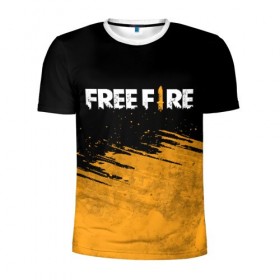 Мужская футболка 3D спортивная с принтом FREE FIRE в Кировске, 100% полиэстер с улучшенными характеристиками | приталенный силуэт, круглая горловина, широкие плечи, сужается к линии бедра | Тематика изображения на принте: 