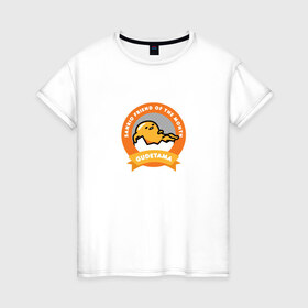 Женская футболка хлопок с принтом Гудетама в Кировске, 100% хлопок | прямой крой, круглый вырез горловины, длина до линии бедер, слегка спущенное плечо | gudetama | гудетама