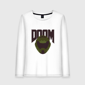 Женский лонгслив хлопок с принтом DOOM в Кировске, 100% хлопок |  | doom | doom eternal | game | minimalism | игры | минимализм