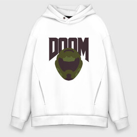 Мужское худи Oversize хлопок с принтом DOOM в Кировске, френч-терри — 70% хлопок, 30% полиэстер. Мягкий теплый начес внутри —100% хлопок | боковые карманы, эластичные манжеты и нижняя кромка, капюшон на магнитной кнопке | doom | doom eternal | game | minimalism | игры | минимализм