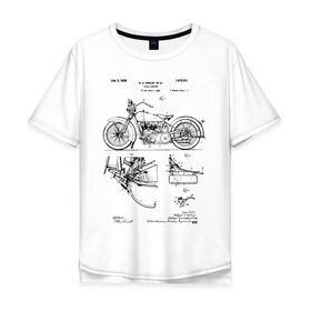 Мужская футболка хлопок Oversize с принтом Patent Harley в Кировске, 100% хлопок | свободный крой, круглый ворот, “спинка” длиннее передней части | harley | patent | байк | байкер | идея | история | механика | мото | мотоцикл | патент | разработка | харлей | чертеж | чертежи