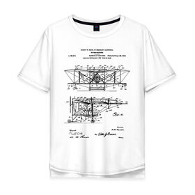 Мужская футболка хлопок Oversize с принтом Patent - Flying machine в Кировске, 100% хлопок | свободный крой, круглый ворот, “спинка” длиннее передней части | patent | идея | история | летать | летающий | машина | механика | патент | разработка | самолет | чертеж | чертежи