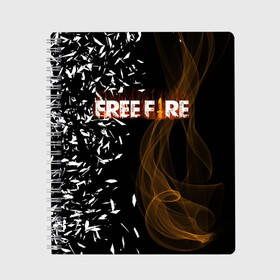 Тетрадь с принтом FREE FIRE в Кировске, 100% бумага | 48 листов, плотность листов — 60 г/м2, плотность картонной обложки — 250 г/м2. Листы скреплены сбоку удобной пружинной спиралью. Уголки страниц и обложки скругленные. Цвет линий — светло-серый
 | Тематика изображения на принте: free fire | free fire pc | game | garena | mobile game | royale | trsffb | битва онлайн | гарена | игра | огонь | свободный огонь | фри фаер
