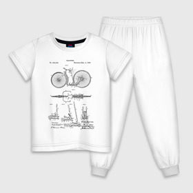 Детская пижама хлопок с принтом Patent - Velocipede в Кировске, 100% хлопок |  брюки и футболка прямого кроя, без карманов, на брюках мягкая резинка на поясе и по низу штанин
 | patent | велик | велосипед | идея | история | патент | разработка | спорт | туризм | чертеж | чертежи