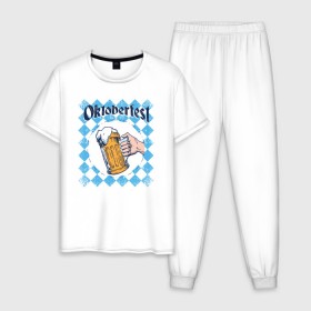 Мужская пижама хлопок с принтом Октоберфест в Кировске, 100% хлопок | брюки и футболка прямого кроя, без карманов, на брюках мягкая резинка на поясе и по низу штанин
 | 