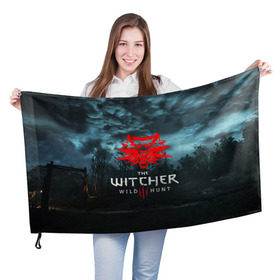 Флаг 3D с принтом THE WITCHER 3:WILD HUNT в Кировске, 100% полиэстер | плотность ткани — 95 г/м2, размер — 67 х 109 см. Принт наносится с одной стороны | cd projekt red | ciri | game | geralt | geralt of rivia | gwynbleidd | the witcher | the witcher 3: wild hunt | ведьмак | ведьмак 3: дикая охота | геральт | геральт из ривии | цири | цирилла