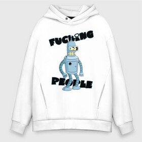 Мужское худи Oversize хлопок с принтом Futurama Bender в Кировске, френч-терри — 70% хлопок, 30% полиэстер. Мягкий теплый начес внутри —100% хлопок | боковые карманы, эластичные манжеты и нижняя кромка, капюшон на магнитной кнопке | Тематика изображения на принте: bender | futurama | бендер | футурама