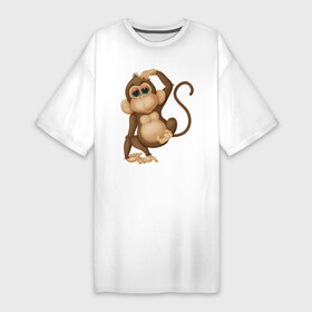 Платье-футболка хлопок с принтом Обезьяна Чи чи чи в Кировске,  |  | веселая обезьяна | веселые животные | забавный мишка | медведь | мишка | обезьяна | смешные животные