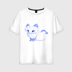 Женская футболка хлопок Oversize с принтом Песец в Кировске, 100% хлопок | свободный крой, круглый ворот, спущенный рукав, длина до линии бедер
 | веселая лисица | веселые животные | забавная лиса | лиса | лисица | смешные животные