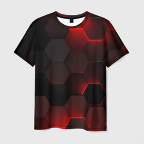 Мужская футболка 3D с принтом 3D плиты в Кировске, 100% полиэфир | прямой крой, круглый вырез горловины, длина до линии бедер | 3d | 3д | абстракция | квадраты | неон | плитки | плиты | свет | свечение | текстура