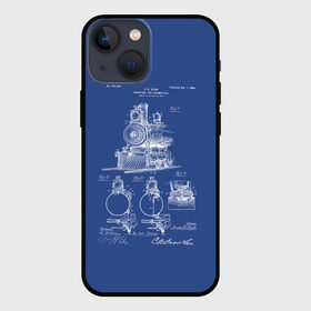 Чехол для iPhone 13 mini с принтом Locomotives в Кировске,  |  | Тематика изображения на принте: patent | дорога | жд | железная | идея | история | локомотив | паровоз | патент | поезд | поезда | путешествие | путь | разработка | чертеж | чертежи