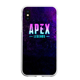 Чехол для iPhone XS Max матовый с принтом Apex Legends Neon logo в Кировске, Силикон | Область печати: задняя сторона чехла, без боковых панелей | Тематика изображения на принте: apex | apex legends | bangalor | bloodhound | caustic | crypto | gibraltar | legends | lifeline | logo | mirage | neon | pathfinder | titanfall | watson | wraith | апекс | неон