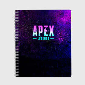 Тетрадь с принтом Apex Legends Neon logo в Кировске, 100% бумага | 48 листов, плотность листов — 60 г/м2, плотность картонной обложки — 250 г/м2. Листы скреплены сбоку удобной пружинной спиралью. Уголки страниц и обложки скругленные. Цвет линий — светло-серый
 | Тематика изображения на принте: apex | apex legends | bangalor | bloodhound | caustic | crypto | gibraltar | legends | lifeline | logo | mirage | neon | pathfinder | titanfall | watson | wraith | апекс | неон