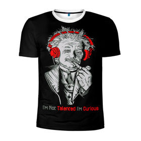 Мужская футболка 3D спортивная с принтом Альберт Эйнштейн в Кировске, 100% полиэстер с улучшенными характеристиками | приталенный силуэт, круглая горловина, широкие плечи, сужается к линии бедра | albert einstein | biography | genius | history | physics | relativity | science | альберт эйнштейн | биография | гений | история | наука | относительность | физика