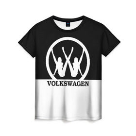 Женская футболка 3D с принтом Volkswagen в Кировске, 100% полиэфир ( синтетическое хлопкоподобное полотно) | прямой крой, круглый вырез горловины, длина до линии бедер | brand | car | german | girls | logo | silhouette | volkswagen | автомобиль | девушки | логотип | марка | немецкий | силуэт