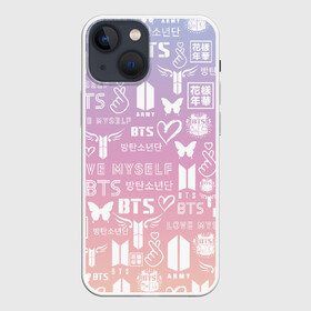 Чехол для iPhone 13 mini с принтом BTS LOGOBOMBING в Кировске,  |  | bts | bts boy | bts love | k pop | love yourself | айдол | битиэс. | бтс | ким тэ хен | фанфик бтс | чон чонгук