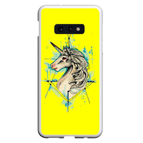 Чехол для Samsung S10E с принтом Единорог Yellow Unicorn в Кировске, Силикон | Область печати: задняя сторона чехла, без боковых панелей | Тематика изображения на принте: unicorn | yellow unicorn | единорог | единорожки | животные | лошади