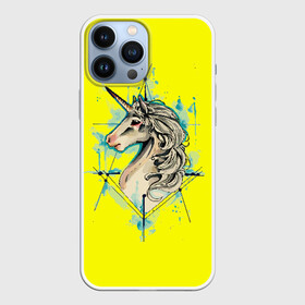 Чехол для iPhone 13 Pro Max с принтом Единорог Yellow Unicorn в Кировске,  |  | Тематика изображения на принте: unicorn | yellow unicorn | единорог | единорожки | животные | лошади