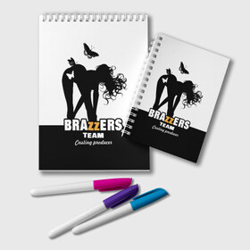 Блокнот с принтом Brazzers team Casting-producer в Кировске, 100% бумага | 48 листов, плотность листов — 60 г/м2, плотность картонной обложки — 250 г/м2. Листы скреплены удобной пружинной спиралью. Цвет линий — светло-серый
 | Тематика изображения на принте: adults | brazzers | butterflies | casting | girl | inscription | logo | movies | producer | silhouette | studio | team | бабочки | братья | девушка | кастинг | логотип | надпись | продюсер | силуэт | студия | фильмы