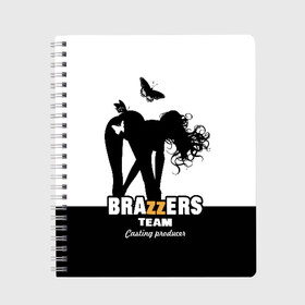 Тетрадь с принтом Brazzers team Casting-producer в Кировске, 100% бумага | 48 листов, плотность листов — 60 г/м2, плотность картонной обложки — 250 г/м2. Листы скреплены сбоку удобной пружинной спиралью. Уголки страниц и обложки скругленные. Цвет линий — светло-серый
 | adults | brazzers | butterflies | casting | girl | inscription | logo | movies | producer | silhouette | studio | team | бабочки | братья | девушка | кастинг | логотип | надпись | продюсер | силуэт | студия | фильмы