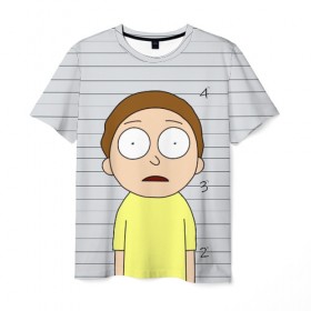 Мужская футболка 3D с принтом Morty is in prison в Кировске, 100% полиэфир | прямой крой, круглый вырез горловины, длина до линии бедер | Тематика изображения на принте: c 137 | morty | morty smith | portal | rick | rick and morty | rick sanchez | sanchez | smith | морти | морти смит | портал | рик | рик и морти | рик санчез | санчез | смит