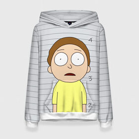 Женская толстовка 3D с принтом Morty is in prison в Кировске, 100% полиэстер  | двухслойный капюшон со шнурком для регулировки, мягкие манжеты на рукавах и по низу толстовки, спереди карман-кенгуру с мягким внутренним слоем. | c 137 | morty | morty smith | portal | rick | rick and morty | rick sanchez | sanchez | smith | морти | морти смит | портал | рик | рик и морти | рик санчез | санчез | смит