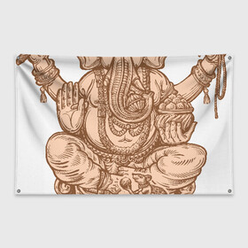 Флаг-баннер с принтом Ганеш в Кировске, 100% полиэстер | размер 67 х 109 см, плотность ткани — 95 г/м2; по краям флага есть четыре люверса для крепления | бог. индуизм | буддизм | ганеш | ганеша | индия | кришна | мифология | оберег | ом | слон | талисман
