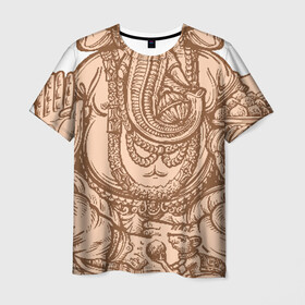 Мужская футболка 3D с принтом Ганеш в Кировске, 100% полиэфир | прямой крой, круглый вырез горловины, длина до линии бедер | бог. индуизм | буддизм | ганеш | ганеша | индия | кришна | мифология | оберег | ом | слон | талисман
