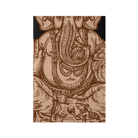 Обложка для паспорта матовая кожа с принтом Ганеш в Кировске, натуральная матовая кожа | размер 19,3 х 13,7 см; прозрачные пластиковые крепления | бог. индуизм | буддизм | ганеш | ганеша | индия | кришна | мифология | оберег | ом | слон | талисман